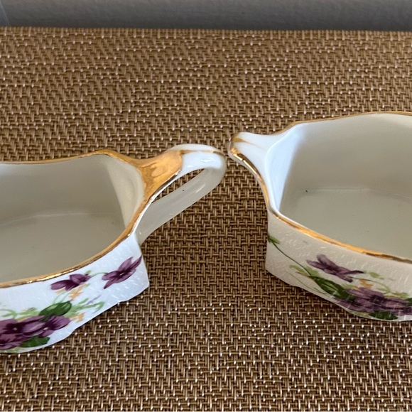 Vintage Norcrest Transferware Miniature Sugar and Creamer Voilet Flowers set, - Picture 6 of 16